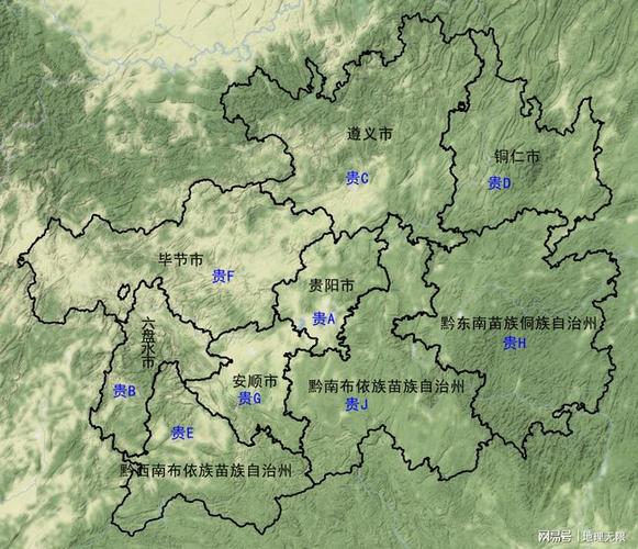 贵州省车牌号首字母分布地图