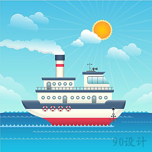 卡通轮船海洋背景素材