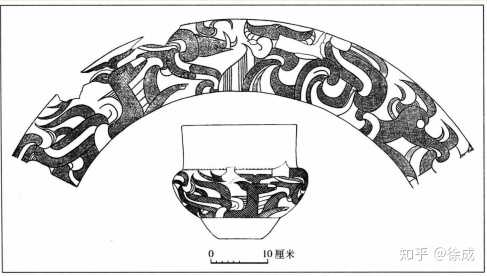 赵宝沟文化小山遗址尊形器,饰猪,鹿,鸟彩绘