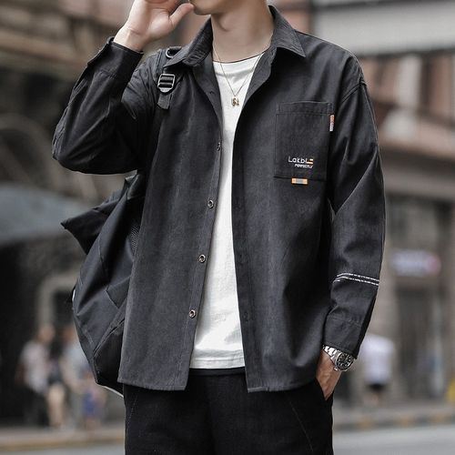 2021年男装外套,2021年秋冬时装周男装 外套男春秋2021年秋季新款潮牌工装牛仔长袖衬衫秋装休闲夹克男装