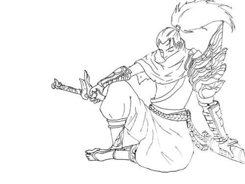 lol亚索简笔画图片