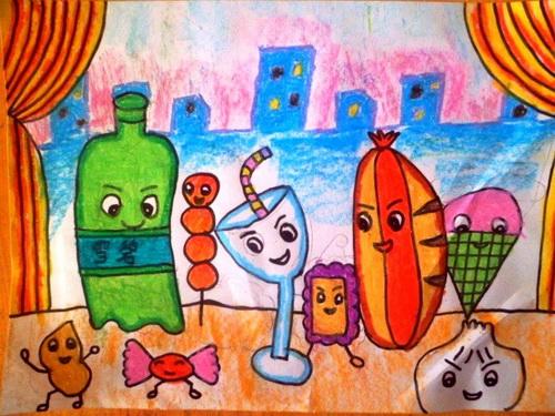 《食物派对》/少儿绘画作品/儿童画/网络美术馆_中国