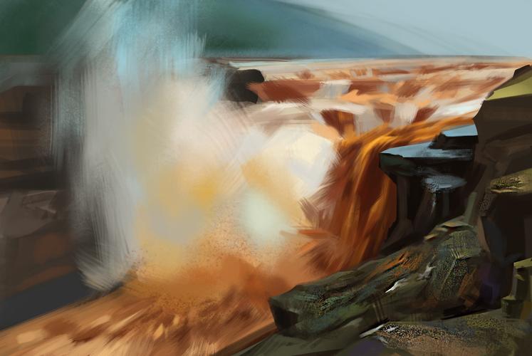 壶口瀑布_羽翔绘画__插画师作品_涂鸦王国gracg.com