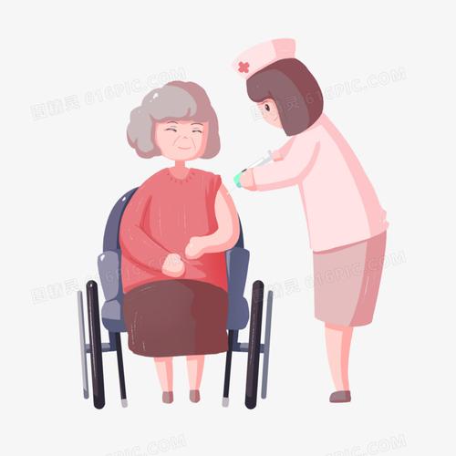 老人疫苗接种打针防疫人物场景
