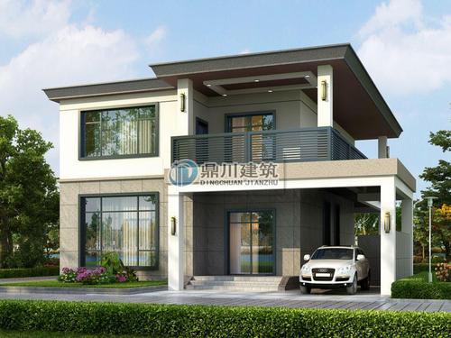 农村现代二层带车库别墅
