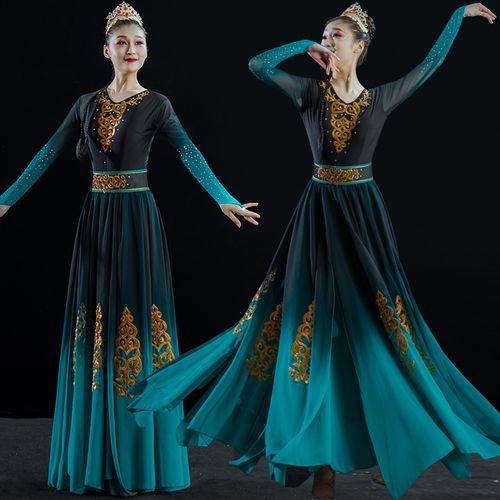 维吾族舞蹈服装女2021新款演出服少数民族风表演服艺考裙子新疆舞