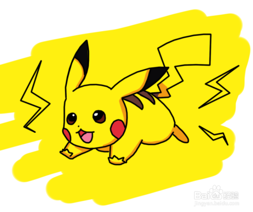 卡通简笔画:奔跑的皮卡丘