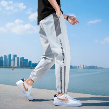 aemape休闲裤男2022夏季薄款透气时尚潮流修身束脚男士运动九分裤子