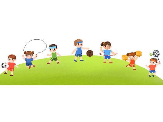 彩色手绘卡通六一儿童节可爱儿童运动会元素png素材