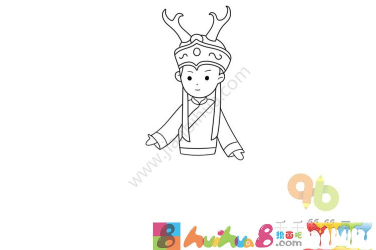 少数民族 赫哲族女孩简笔画