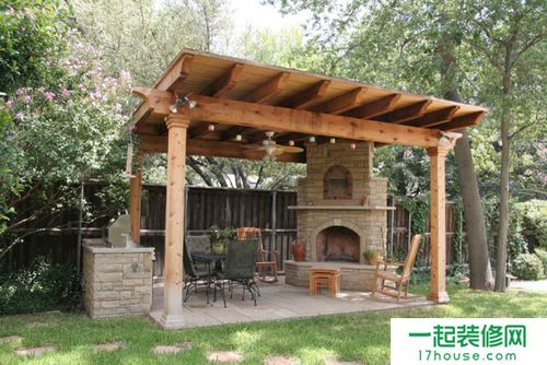 新古典别墅庭院简易凉亭设计装修效果图