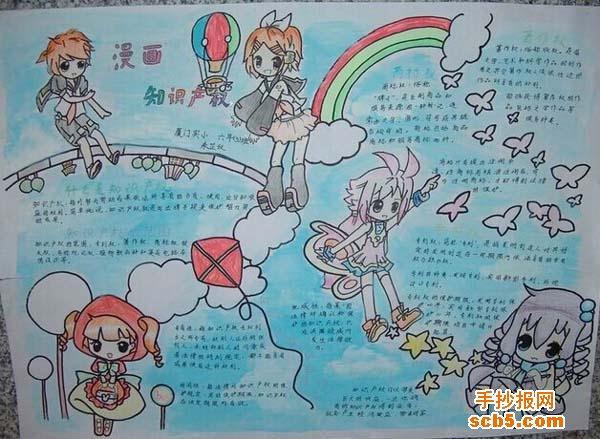 保护知识产权手抄报漫画图片