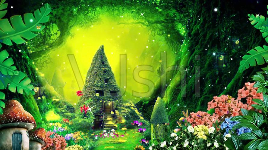 唯美梦幻森林场景背景视频绿野仙踪小房子