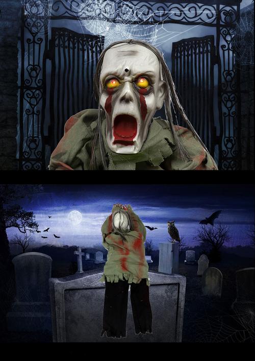 万圣节装饰用品僵尸鬼 酒吧ktv场景布置道具鬼屋恐怖感光电动爬鬼