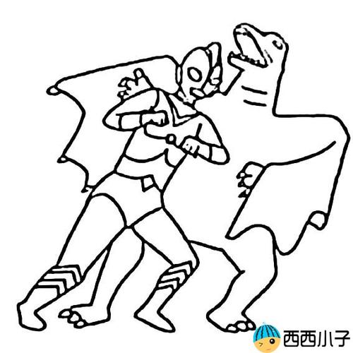 奥特曼大战小怪兽简笔画的图片