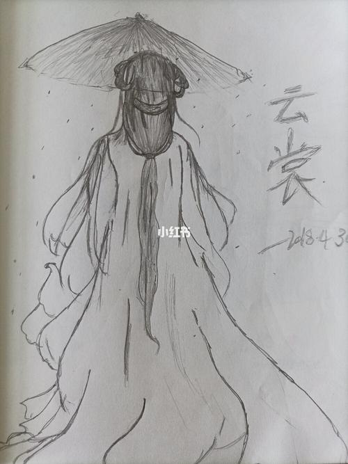 古风女子背影手绘78_手绘_古风_文化_绘画