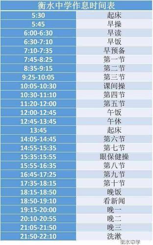 衡水中学毛坦厂中学作息时间表出炉网友只有学霸做得到