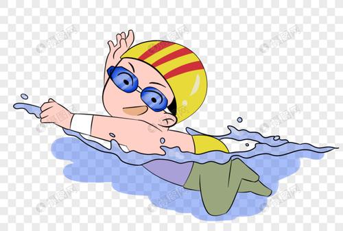 游泳运动项目运动员卡通人物手绘