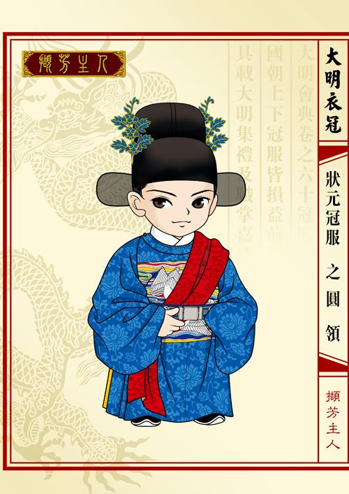 图为状元常服,分别为《状元图考》和撷芳主人《大明衣冠图志》的配图