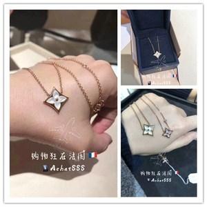 lv color blossom 18k玫瑰金白贝母项链 菱形锁骨链 q93521
