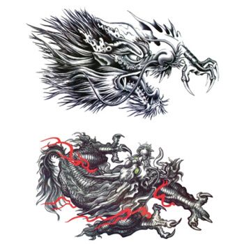 媗墨新品过肩龙纹身贴胸口过肩龙龙头纹身贴霸气学生社会男女防水刺青