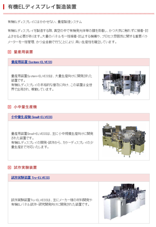 canon tokki官网上的oled蒸镀生产设备