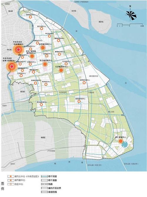 "四圈"即南汇新城,祝桥-惠南两个综合发展型城镇圈,浦江-周浦-康桥-航