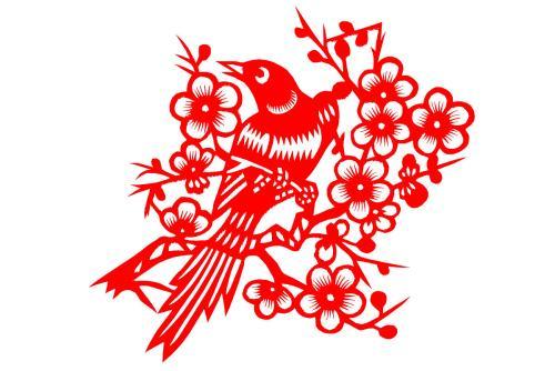 手工剪纸图案喜上眉梢
