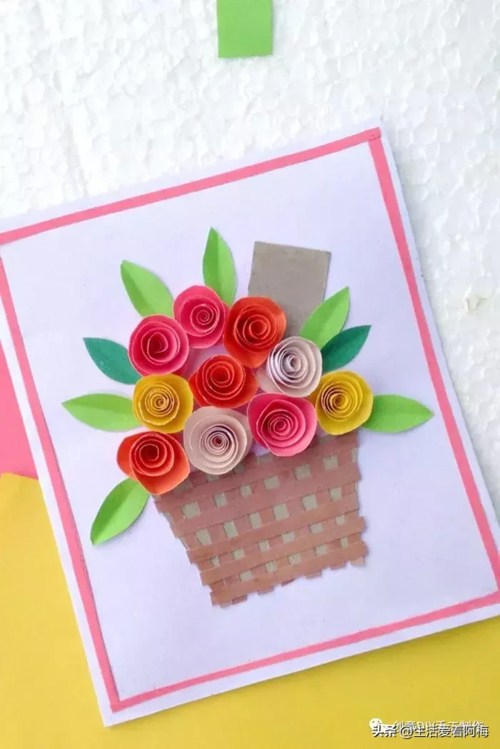 卷纸小花篮贺卡