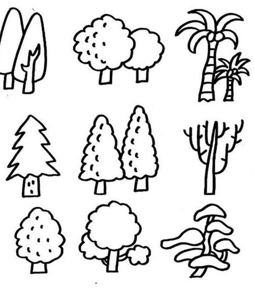 儿童画简笔画图片素材大全 各种树的画法