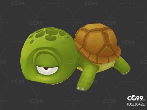 q版 卡通 乌龟 陆龟 捕鱼 宠物 手绘模型