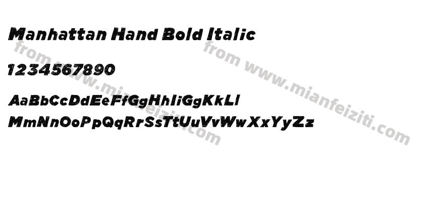 manhattan hand bold italic字体预览