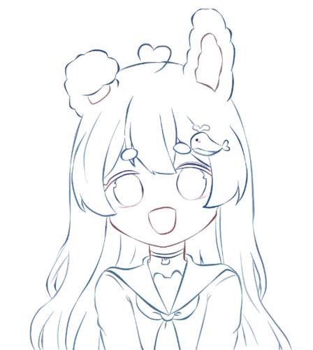 【黑白线稿】动漫人物线稿,女生漫画线稿