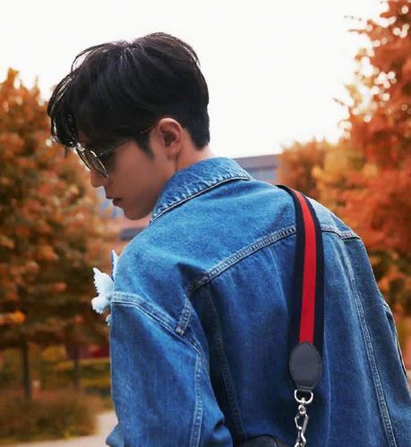 肖战一身休闲的gucci牛仔外套 牛仔裤.