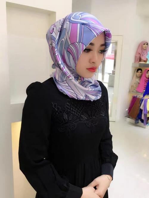 瑾苿 瑾苿穆斯林头巾锦棉锻拼接方巾女四季回族民族风盖头5号色100