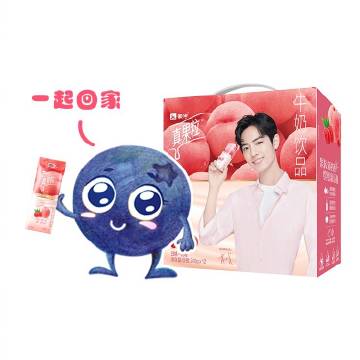 蒙牛 【肖战同款】真果粒牛奶饮品  白桃树莓口味240g×12包(礼盒装)
