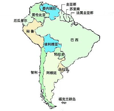 南美洲地图中文版全图高清版大图
