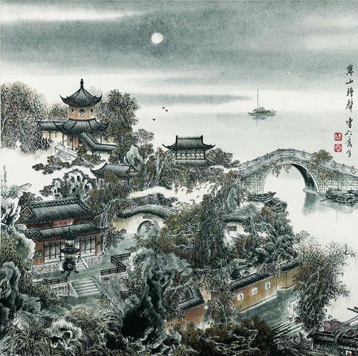 快的感受,获奖山水画苏州山水画高级绘画古风山水图清丽山水田园山水