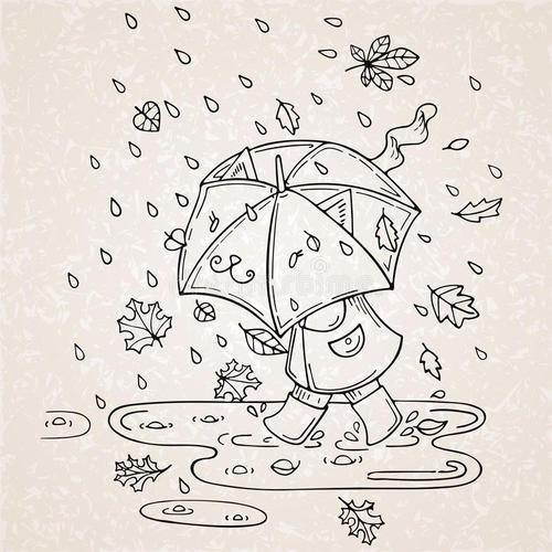 幼儿简笔画秋天的雨