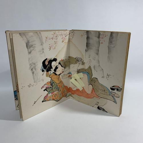 【おぼろ月 春画 肉筆絹本 美人 遊女 遊郭 秘画 艶画 枕絵 絵草紙