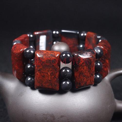 鸡血石手串桂林鸡血玉手链男款天然玉石手链带证书sn5037