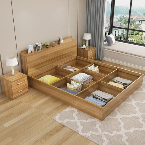 欧若凡床实木现代简约小户型榻榻米床15米床18高箱储物床双人床板式床