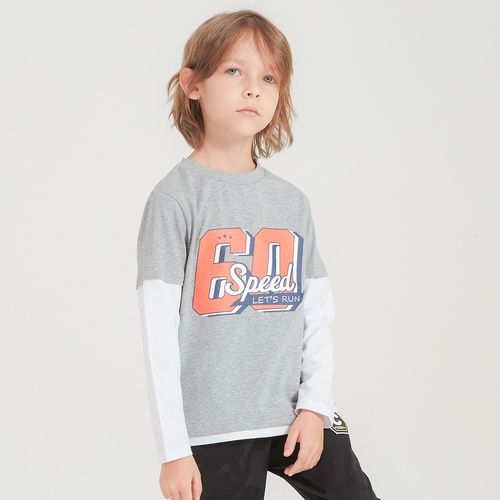 儿童t恤秋季新款男童长袖t恤中大童t恤秋季长袖假两件