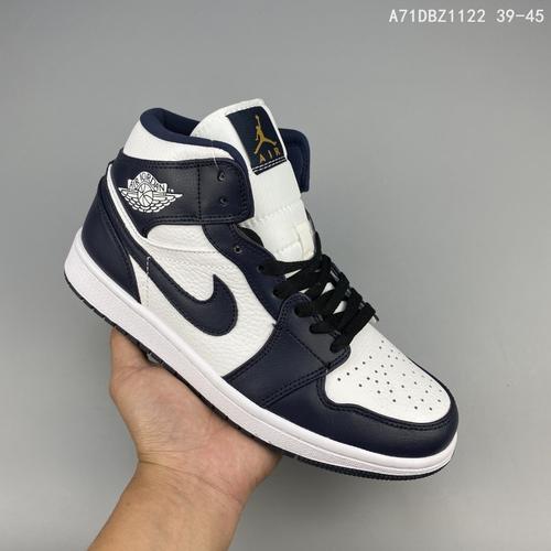 乔丹/air jordan 1 mid aj1乔1中帮文化篮球鞋 休闲运动鞋黑白灰影子