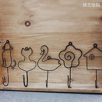 可爱动物挂钩 铁丝铁艺挂钩 zakka小钩子 田园风
