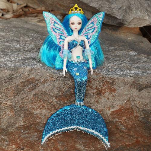 封后芭比美人鱼公主娃娃创意手工玩偶婚纱儿童仿真女娃玩具生日礼物
