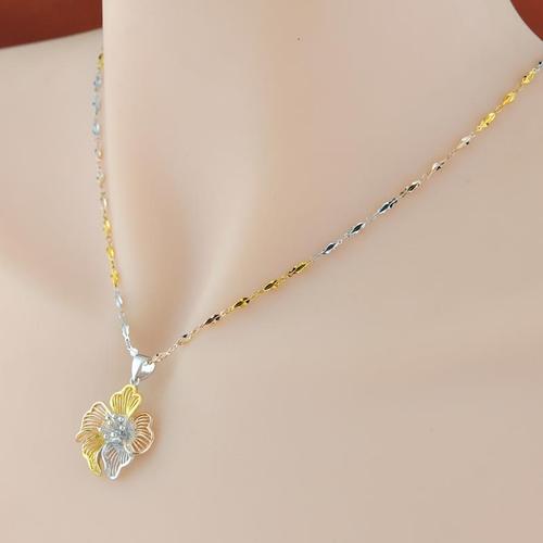 银项链女银镀彩金项链韩版银饰镀黄金项链女镀玫瑰金