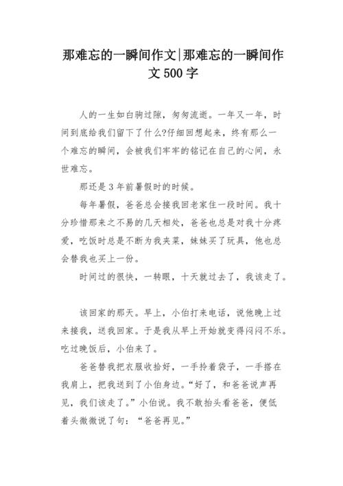 那难忘的一瞬间作文500字