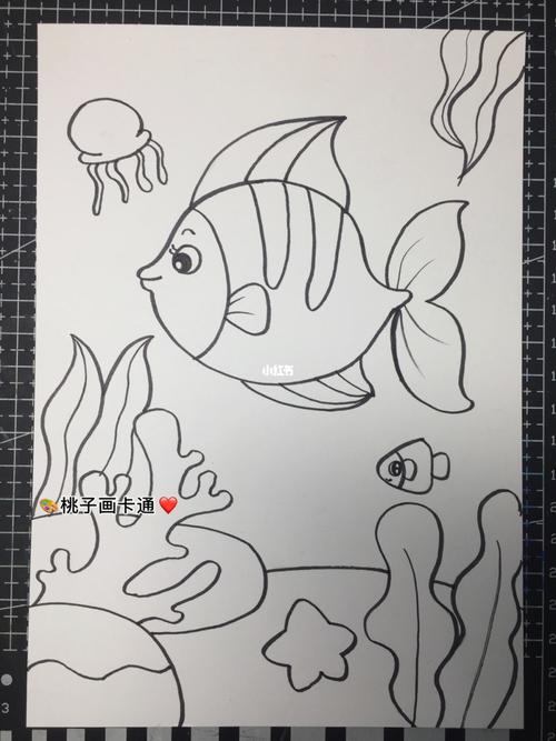 儿童画|《原创 鱼儿水中游》|马克笔过程_儿童画_马克