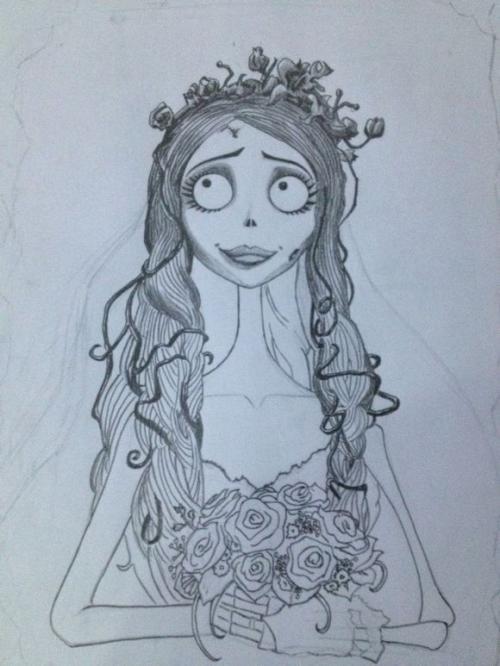 僵尸新娘手绘简笔画